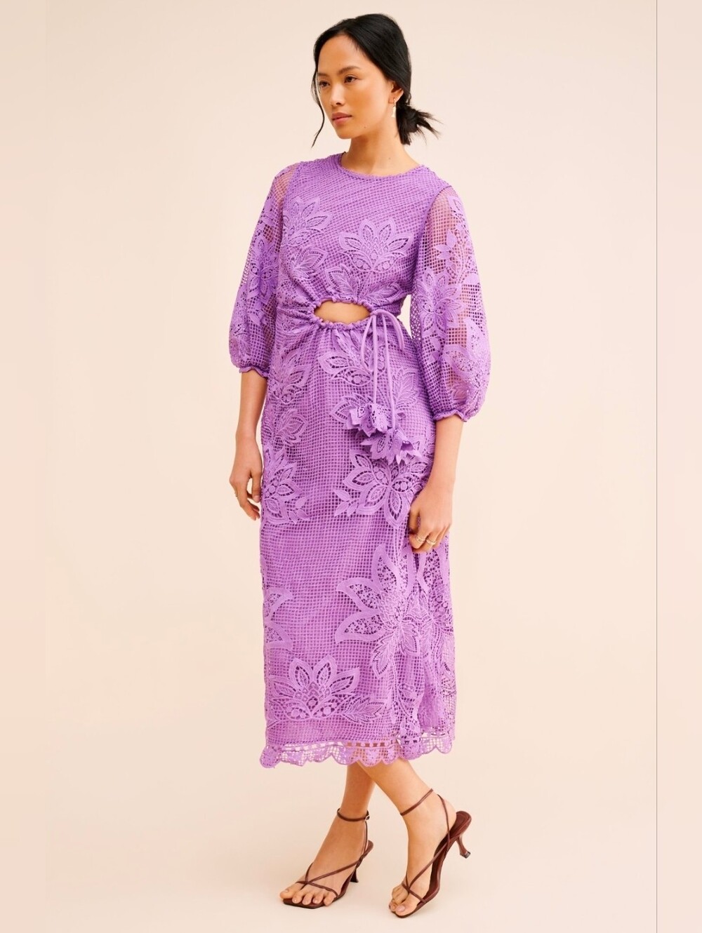 Farm Rio Cut Out Guipire Midi Dress Size Large